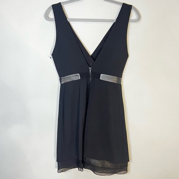 Alice + Olivia Brice layered lamb leather silk black mini sleeveless dress nwt 2 - Picture 3 of 13